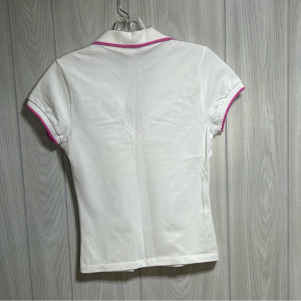 Guess Jeans White And Pink Short Sleeve Polo Size Medium - Picture 3 of 6